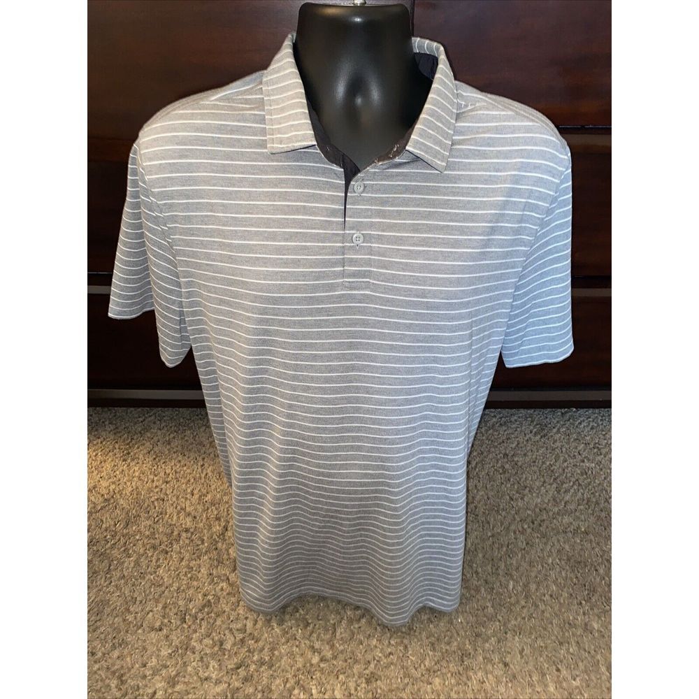 Lululemon Men's Gray Striped Polo Performance Activewear Stretch Light‎